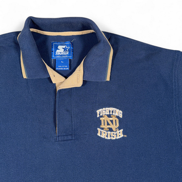 Vintage Notre Dame Shirt Adult LARGE Blue Starter Football Fighting Irish 90s - Picture 2 of 11